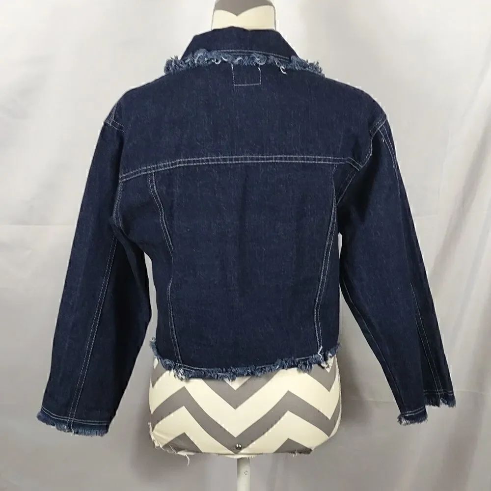 MTZ Distressed Blue Denim Cropped Jacket - Picture 5 of 8
